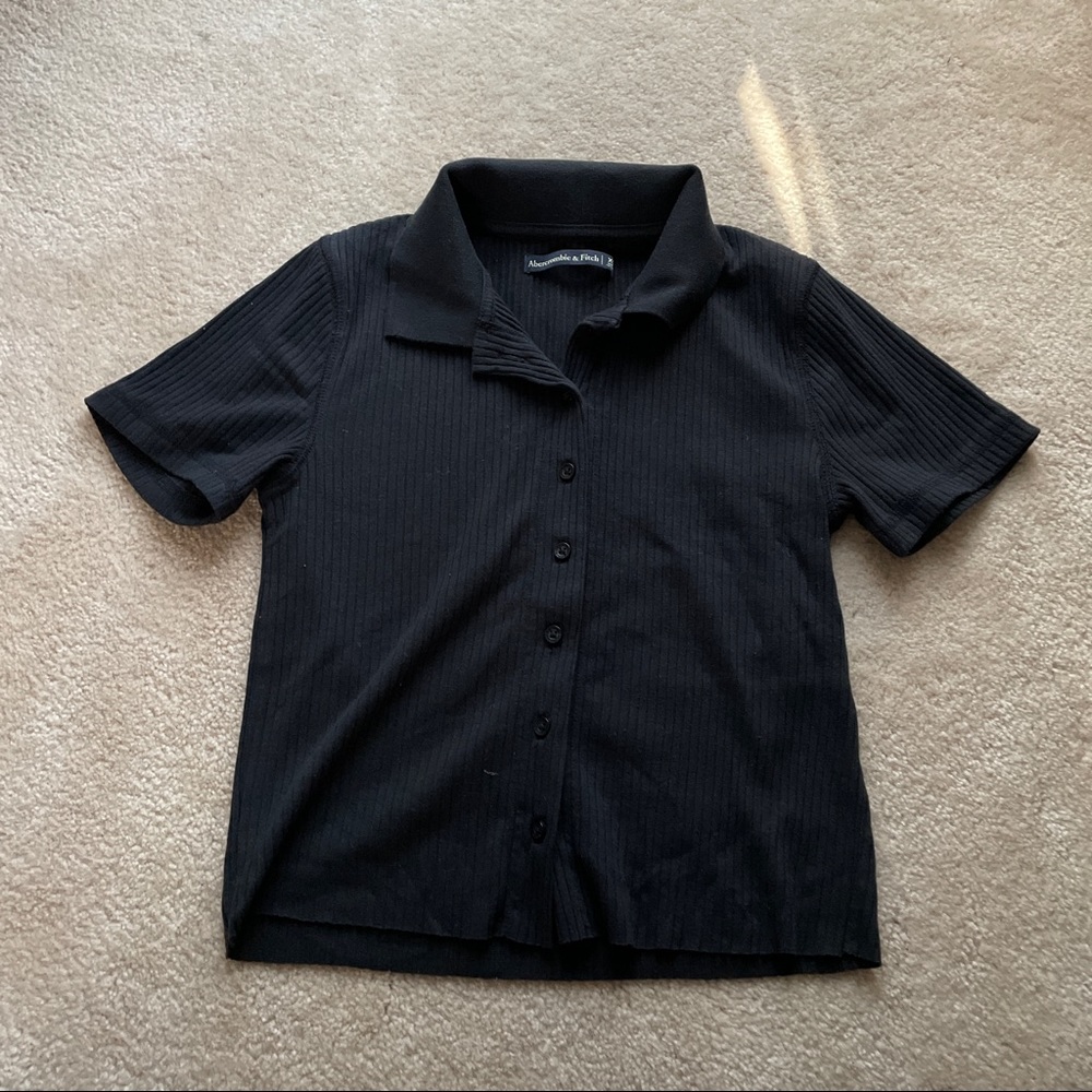 Abercrombie & Fitch black polo, ribbed tee (Size XS)